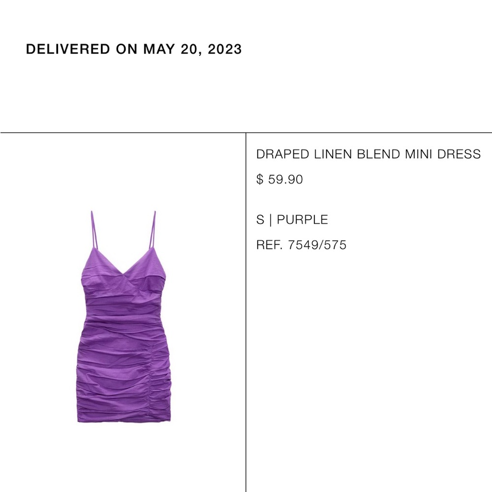 Zara Linen draped purple dress